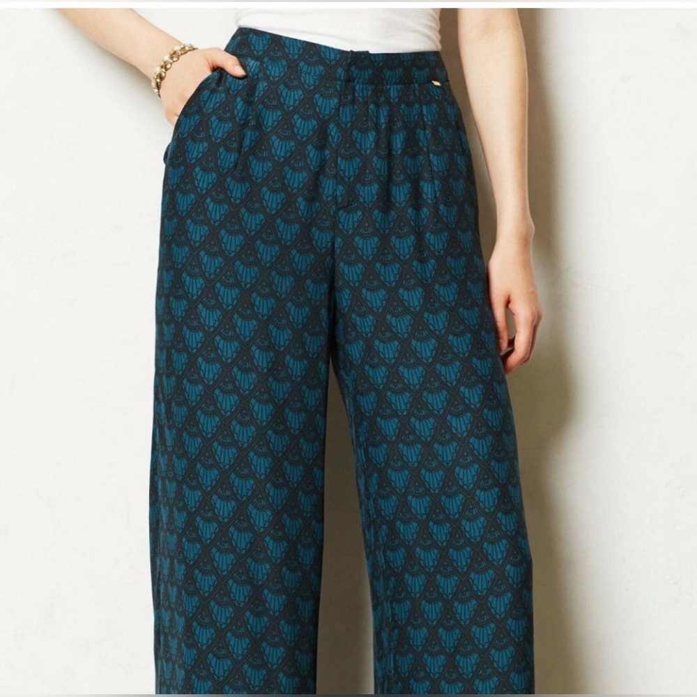 Anthropologie Harlyn Silk Artois Wide Leg Pants Size 0